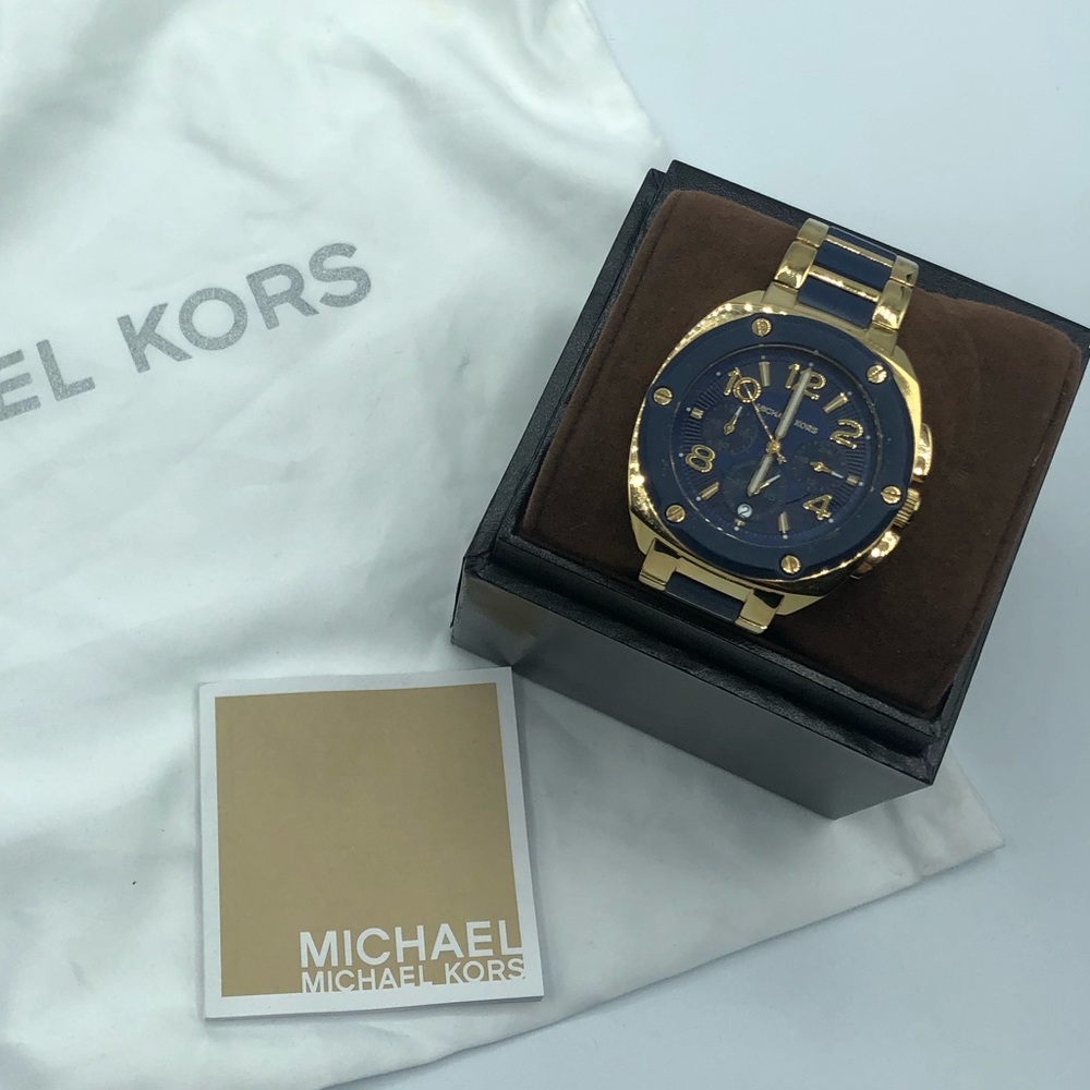 Michael kors gold and blue watch